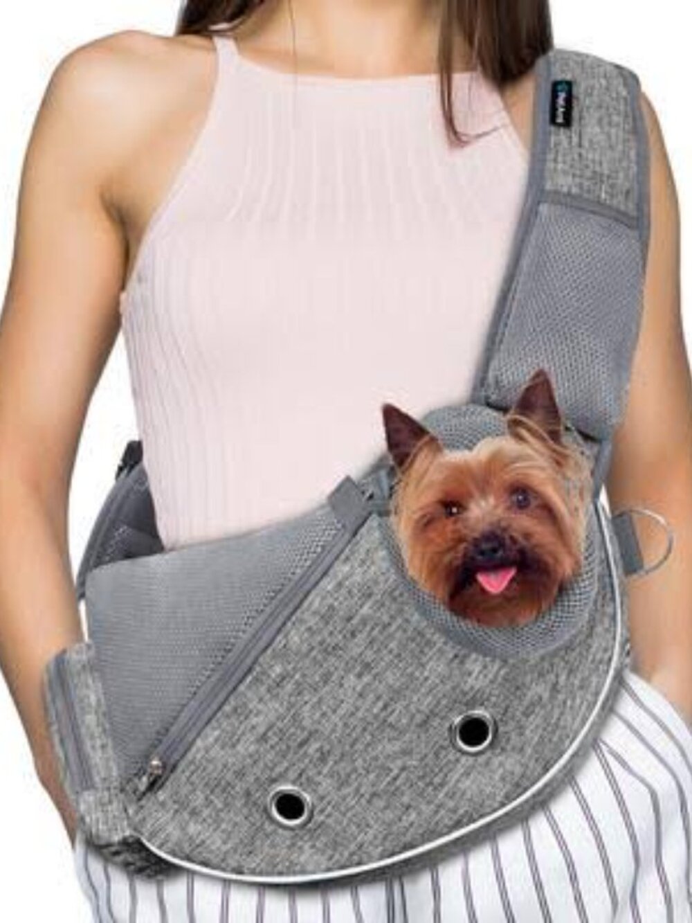 PetAmi Airline Approved Sling Dog & Cat Carrier, Gray, Medium